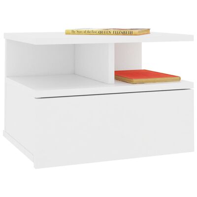 vidaXL Floating Nightstands 2 pcs White 40x31x27cm Engineered Wood, white vidaXL Floating Nightstands 2 pcs White 40x31x27cm Engineered Wood