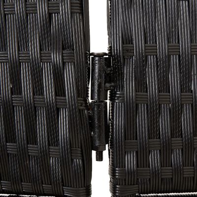 vidaXL Room Divider 5 Panels Black Poly Rattan, black vidaXL Room Divider 5 Panels Black Poly Rattan
