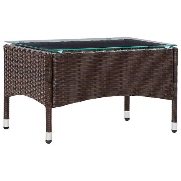 vidaXL 2 Piece Garden Lounge Set with Cushion Poly Rattan Brown
