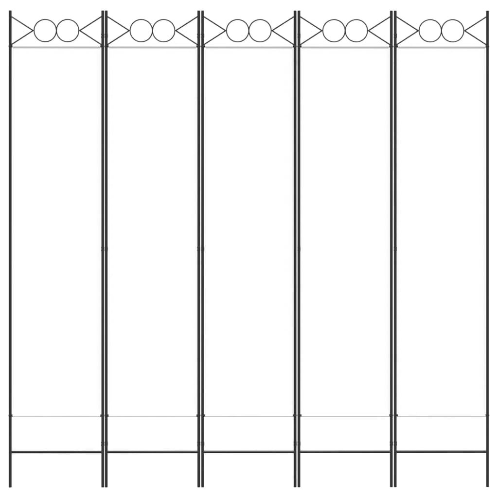 vidaXL 5-Panel Room Divider White 200x200 cm Fabric
