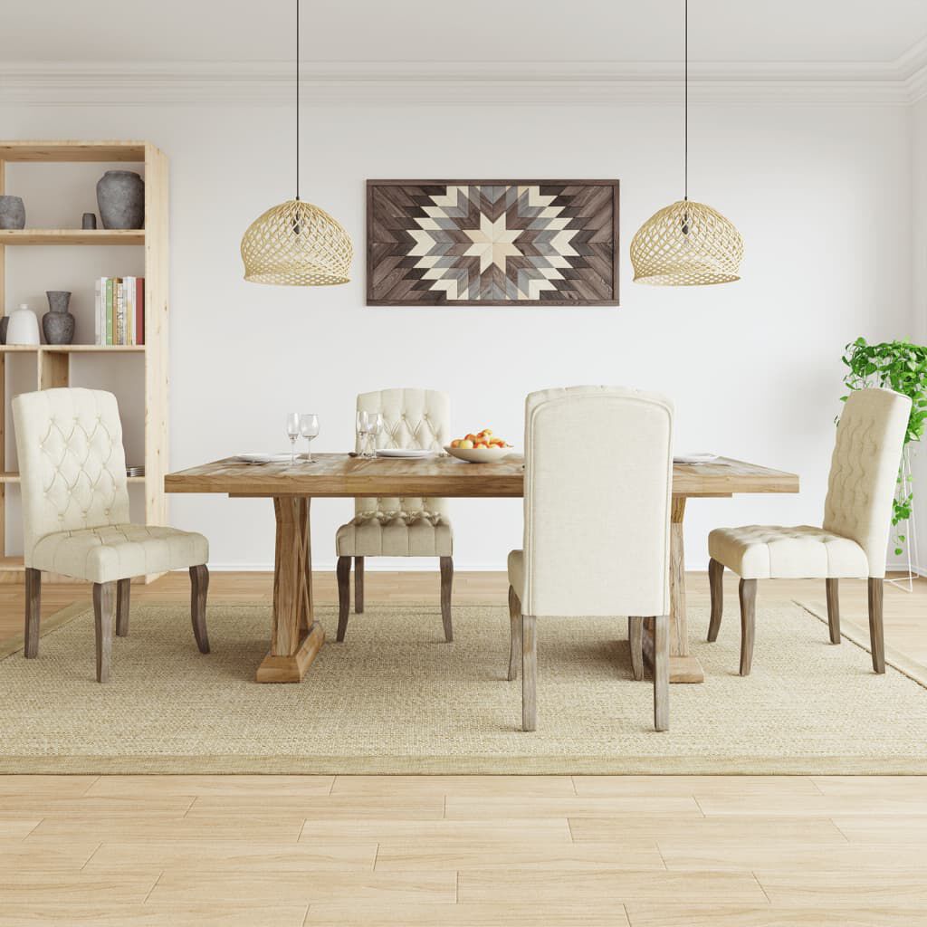 vidaXL Dining Chairs 4 pcs Beige Linen-Look Fabric