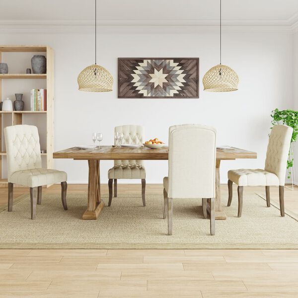 vidaXL Dining Chairs 4 pcs Beige Linen-Look Fabric