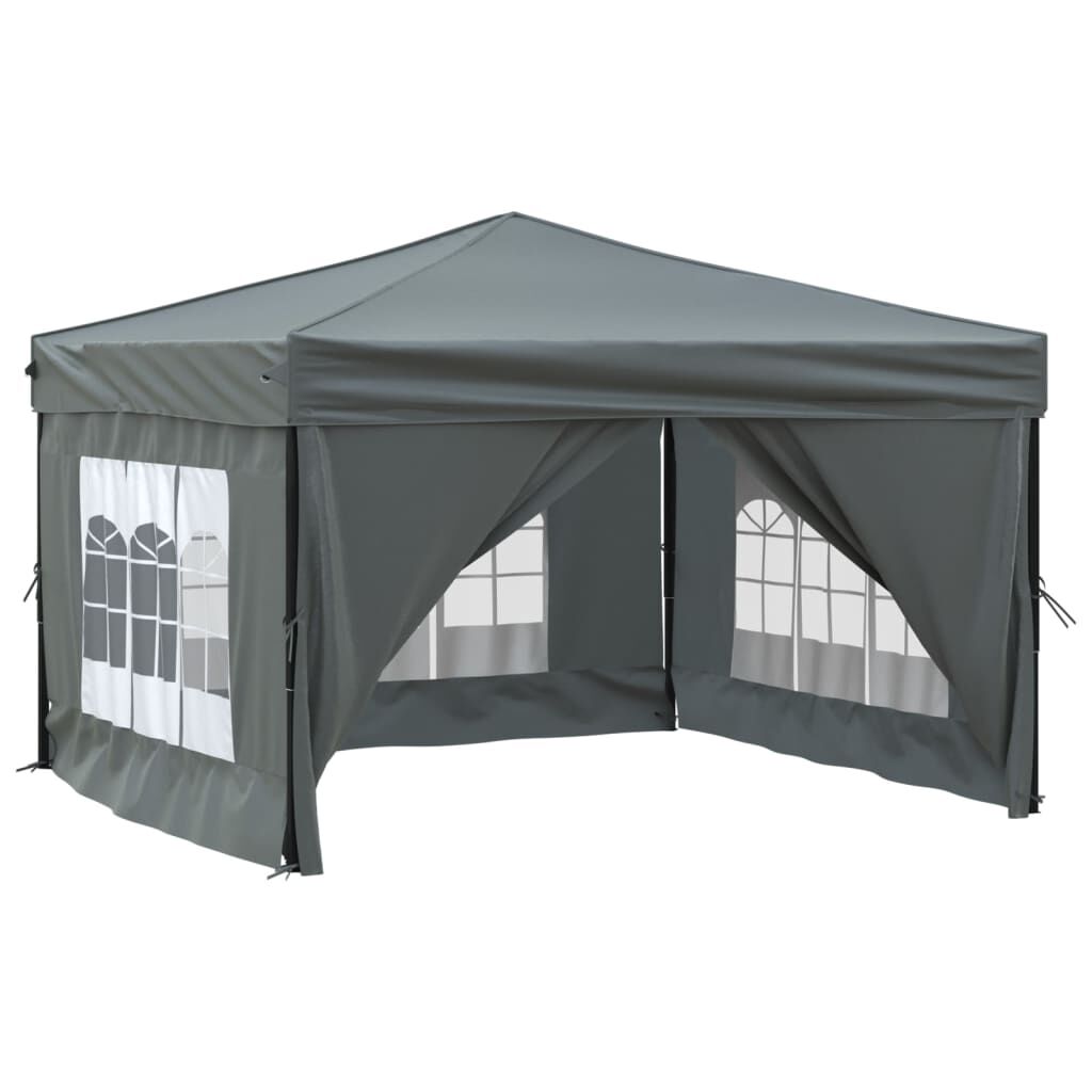 vidaXL Folding Party Tent with Sidewalls Anthracite 3x3 m