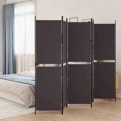 vidaXL 5-Panel Room Divider Brown 250x180 cm Fabric, brown vidaXL 5-Panel Room Divider Brown 250x180 cm Fabric