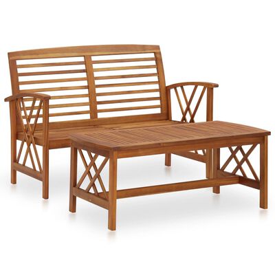 vidaXL 2 Piece Garden Lounge Set Solid Acacia Wood, brown vidaXL 2 Piece Garden Lounge Set Solid Acacia Wood