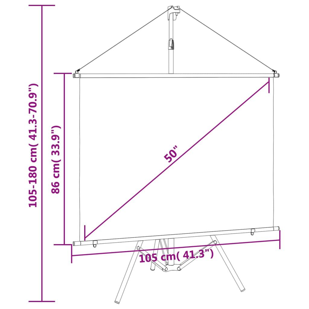 vidaXL Projection Screen with Tripod 50" 4:3