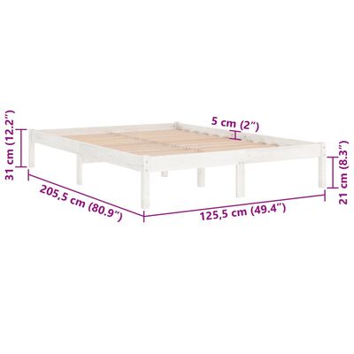 vidaXL Bed Frame without Mattress White Solid Wood 120x200 cm, white vidaXL Bed Frame without Mattress White Solid Wood 120x200 cm