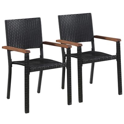 vidaXL Outdoor Chairs 2 pcs Poly Rattan Black,  vidaXL Outdoor Chairs 2 pcs Poly Rattan Black