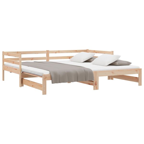 vidaXL Pull-out Day Bed without Mattress Solid Wood Pine 90x200 cm