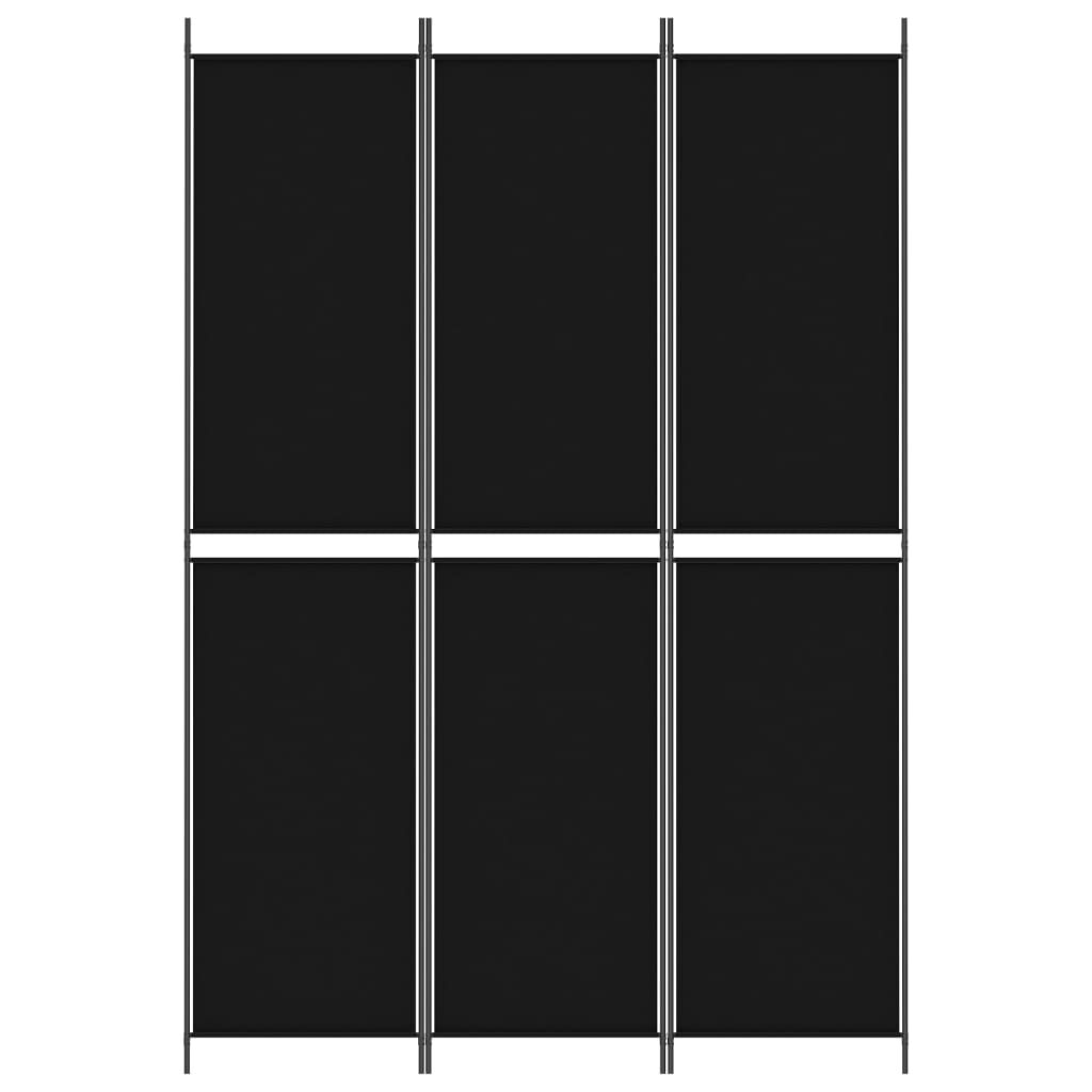 vidaXL 3-Panel Room Divider Black 150x220 cm Fabric