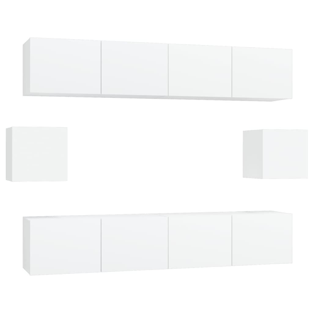 vidaXL 6 Piece TV Cabinet Set White Engineered Wood