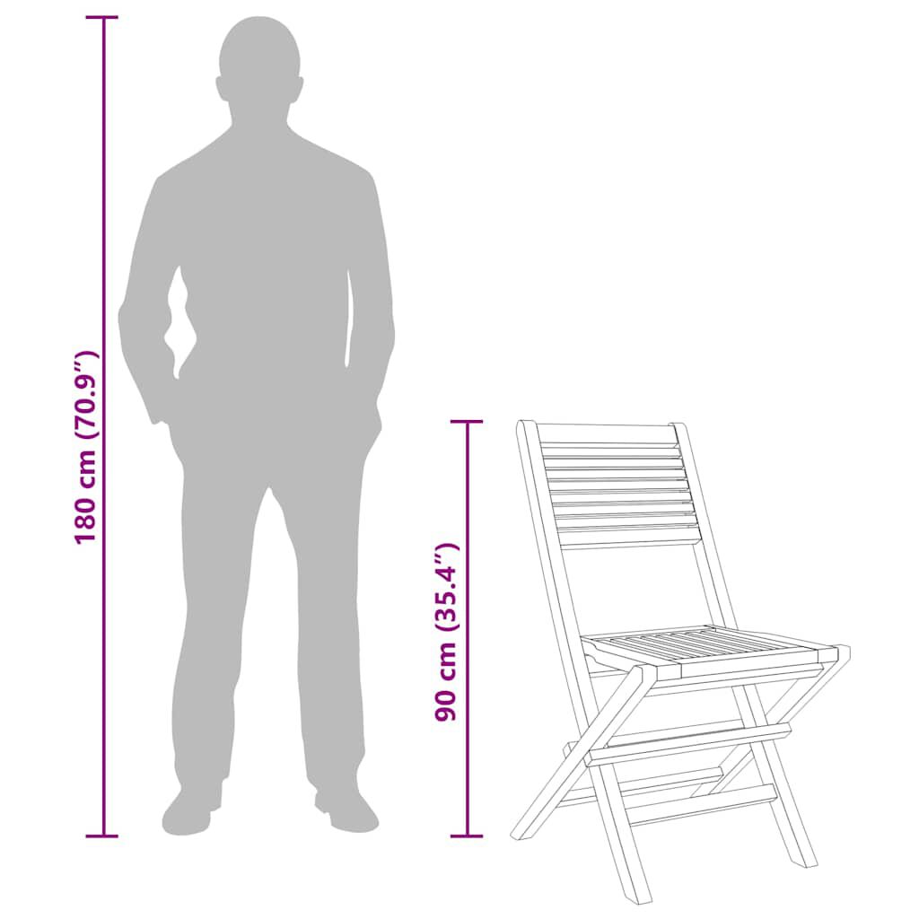 vidaXL Folding Garden Chairs 2 pcs 47x62x90 cm Solid Wood Teak