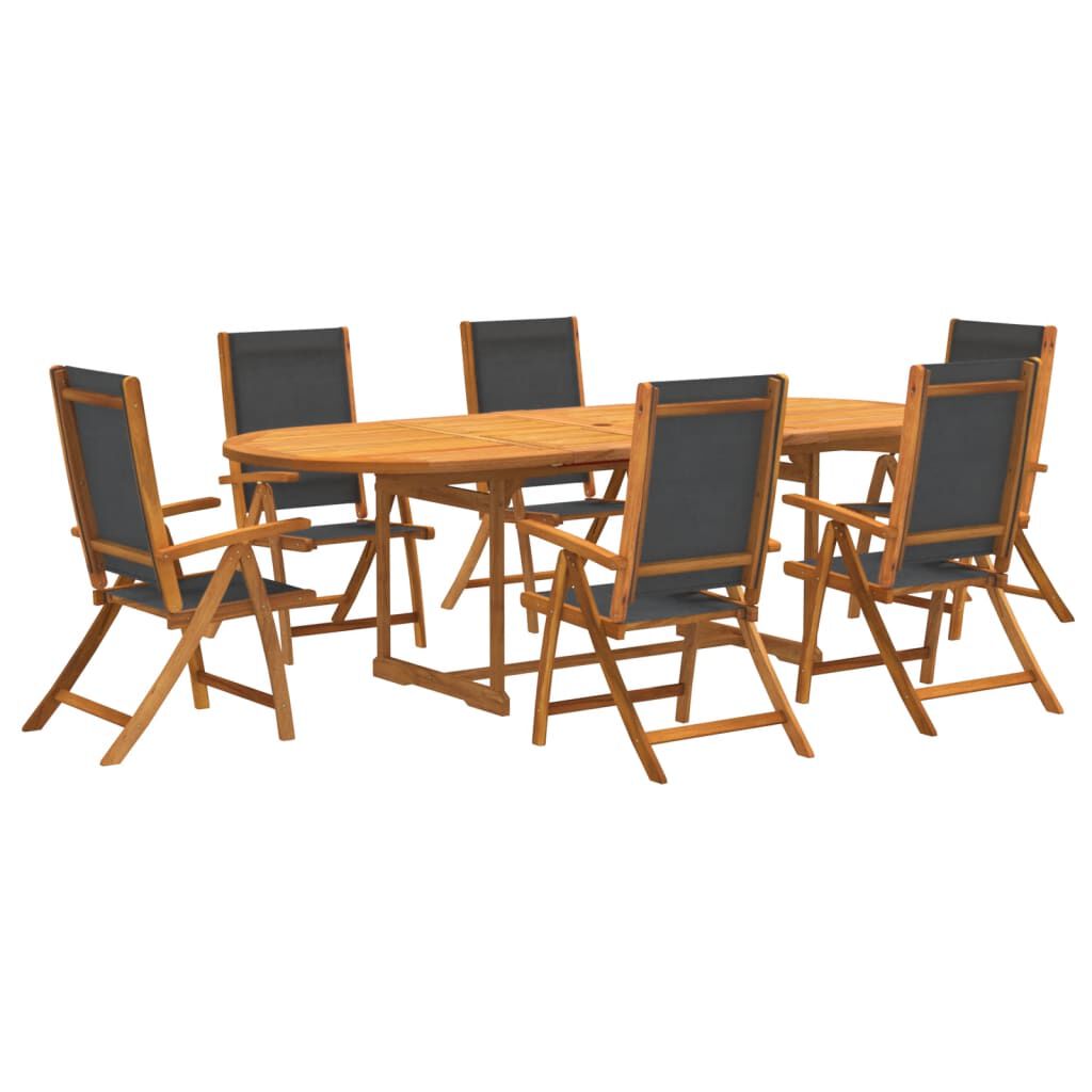 vidaXL 7 Piece Garden Dining Set Solid Wood Acacia and Textilene