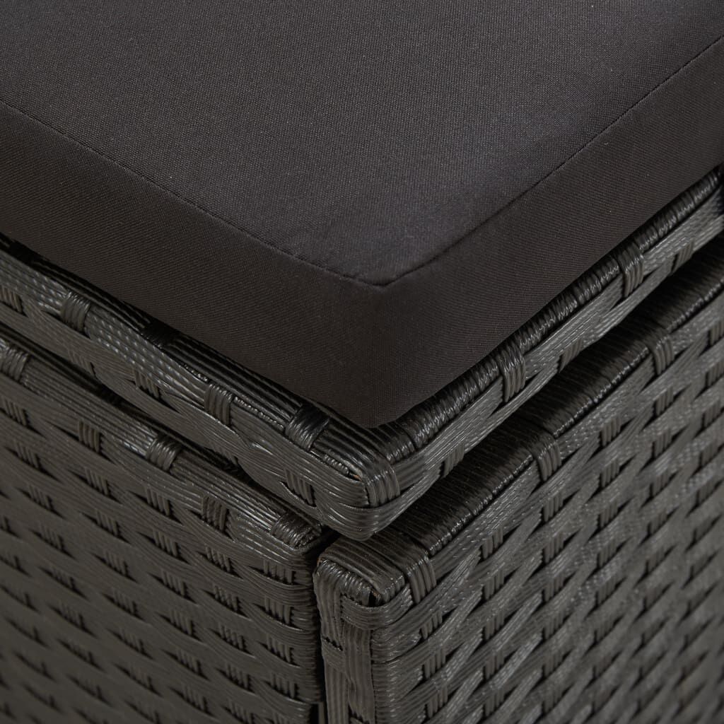 vidaXL Sun Bed with Cushions Poly Rattan Black