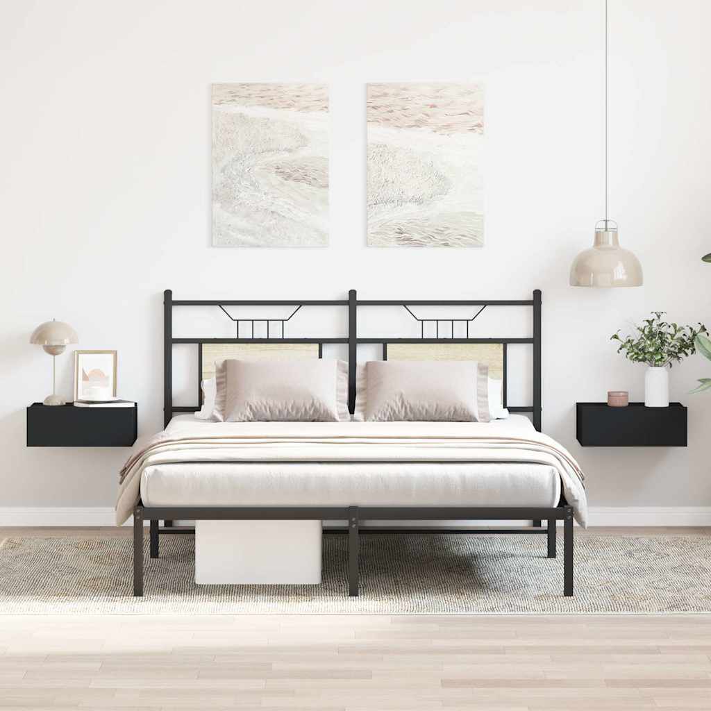 vidaXL Floating Nightstands 2 pcs Black 40x30x15 cm Engineered Wood