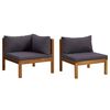 vidaXL 2 Piece Sofa Set with Dark Grey Cushions Solid Acacia Wood
