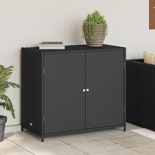 vidaXL Garden Storage Cabinet Black 83x45x76 cm Poly Rattan