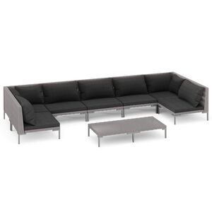 vidaXL 8 Piece Garden Lounge Set with Cushions Poly Rattan Dark Grey