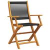 vidaXL Folding Garden Chairs 4 pcs Black Solid Wood Acacia