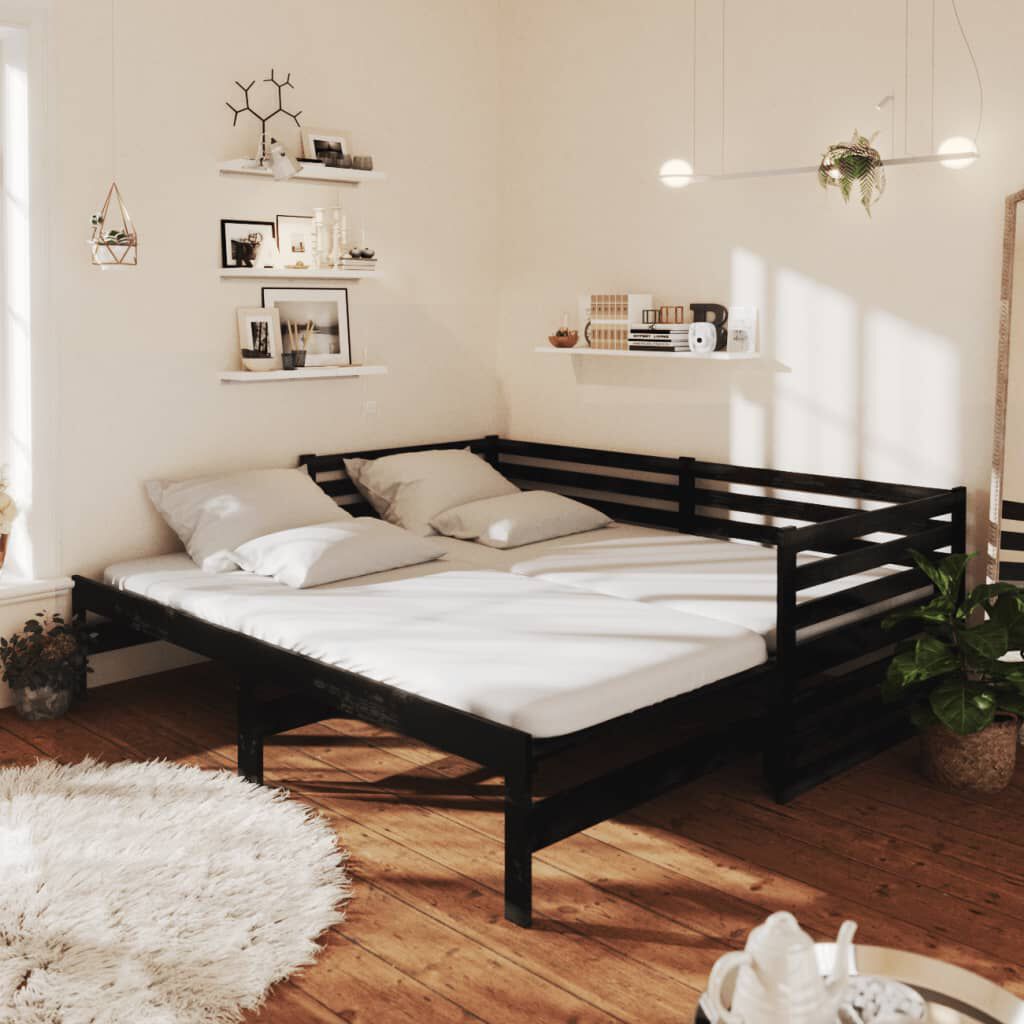 vidaXL Pull-out Day Bed without Mattress Black 2x(90x200)cm