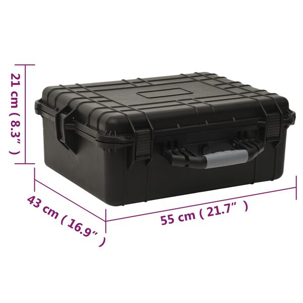 vidaXL Portable Flight Case Black 55x43x21 cm PP