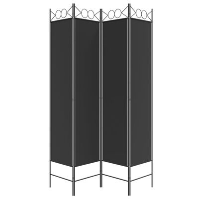 vidaXL 4-Panel Room Divider Black 160x200 cm Fabric, black vidaXL 4-Panel Room Divider Black 160x200 cm Fabric