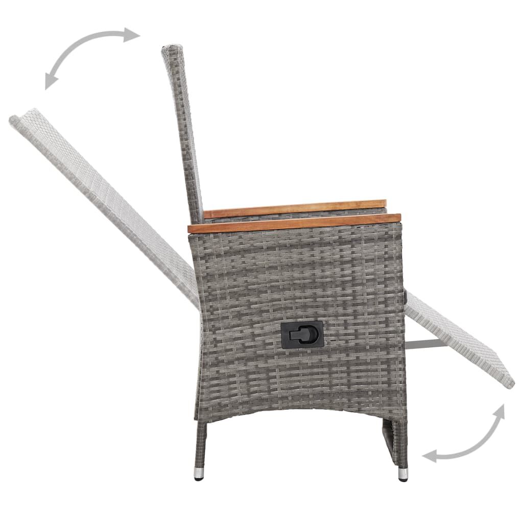 vidaXL 3 Piece Garden Lounge Set with Cushions Poly Rattan Grey