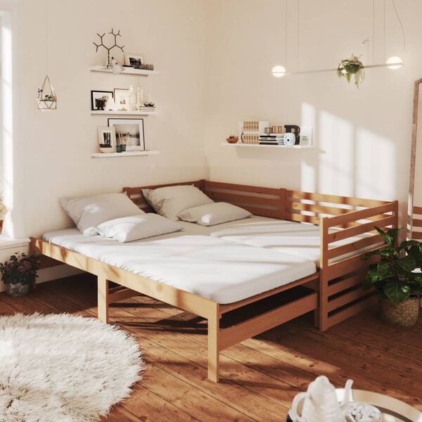 vidaXL Pull-out Day Bed without Mattress Honey Brown 2x(90x200)cm