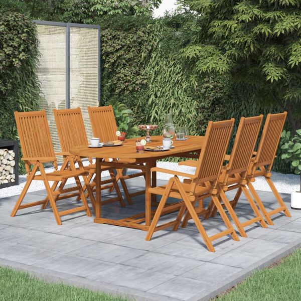 vidaXL 7 Piece Outdoor Dining Set Solid Acacia Wood 150-200 cm