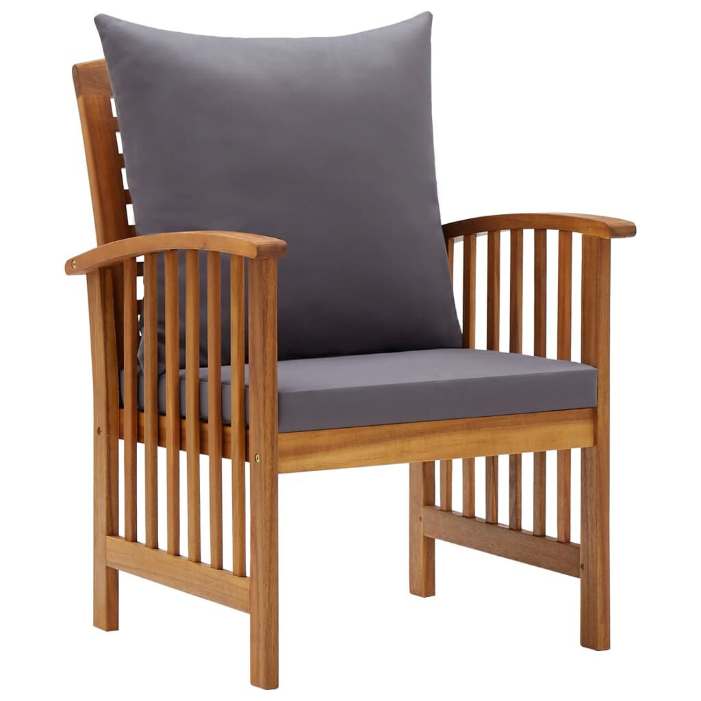 vidaXL Garden Chairs with Cushions 2 pcs Solid Acacia Wood