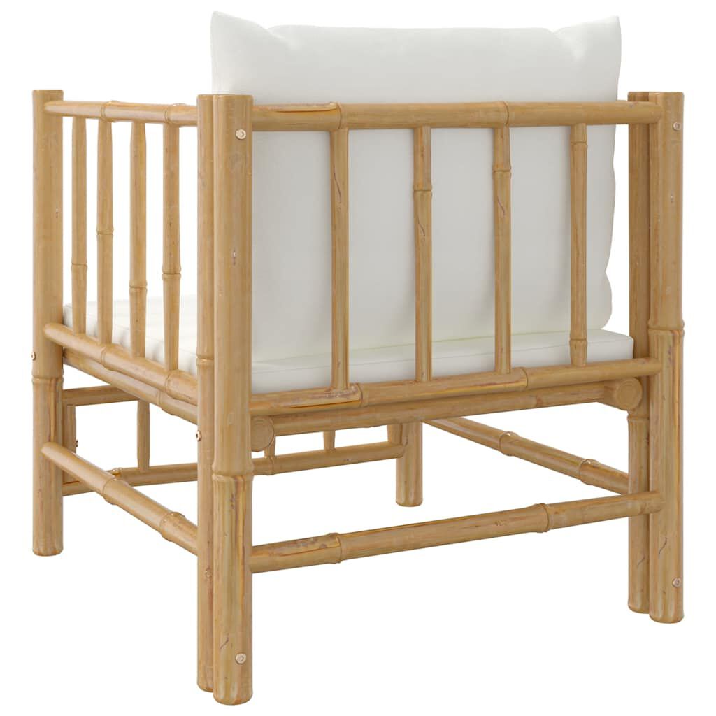 vidaXL Garden Sofa with Cream White Cushions Bamboo