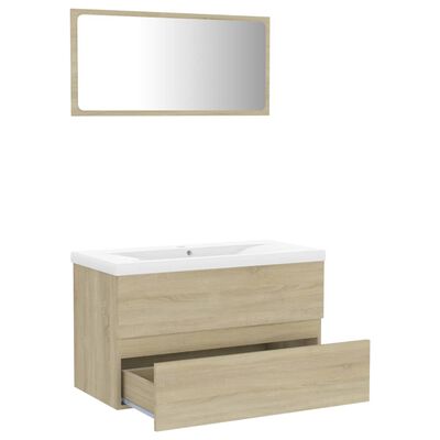 vidaXL Bathroom Furniture Set Sonoma Oak Engineered Wood, sonoma oak vidaXL Bathroom Furniture Set Sonoma Oak Engineered Wood