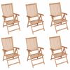 vidaXL Reclining Folding Chairs 6 pcs Solid Teak Wood