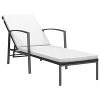 vidaXL Garden Sun Lounger with Cushion Poly Rattan Black, black vidaXL Garden Sun Lounger with Cushion Poly Rattan Black