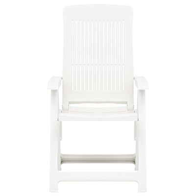 vidaXL Garden Reclining Chairs 2 pcs Plastic White, white vidaXL Garden Reclining Chairs 2 pcs Plastic White