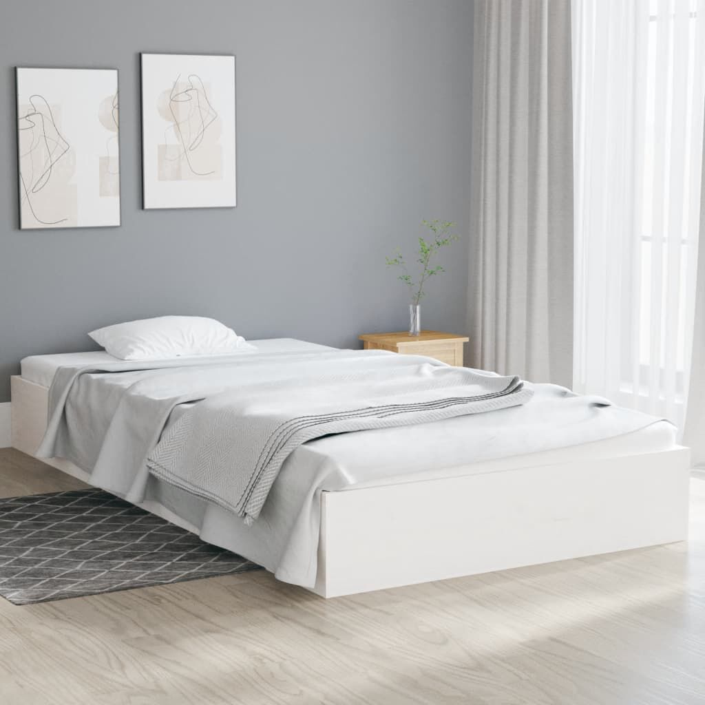 vidaXL Bed Frame without Mattress White Solid Wood 100x200 cm, white vidaXL Bed Frame without Mattress White Solid Wood 100x200 cm