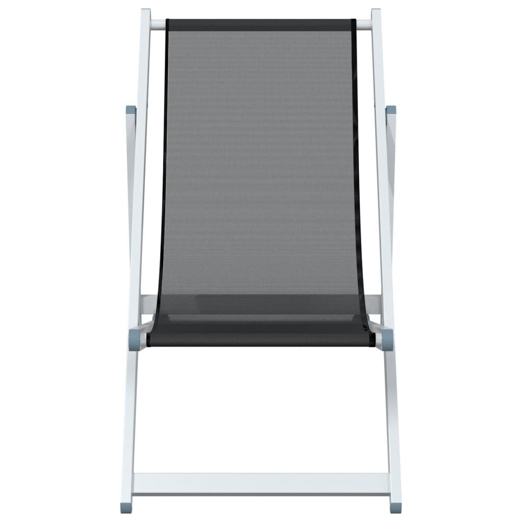 vidaXL Folding Beach Chairs 2 pcs Grey Aluminium and Textilene