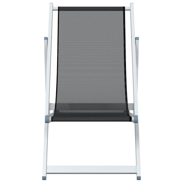 vidaXL Folding Beach Chairs 2 pcs Grey Aluminium and Textilene