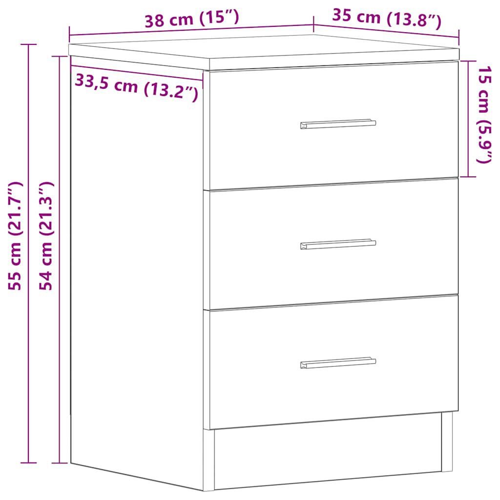 vidaXL Bedside Cabinets 2 pcs Sonoma Oak 38x35x56 cm Engineered Wood
