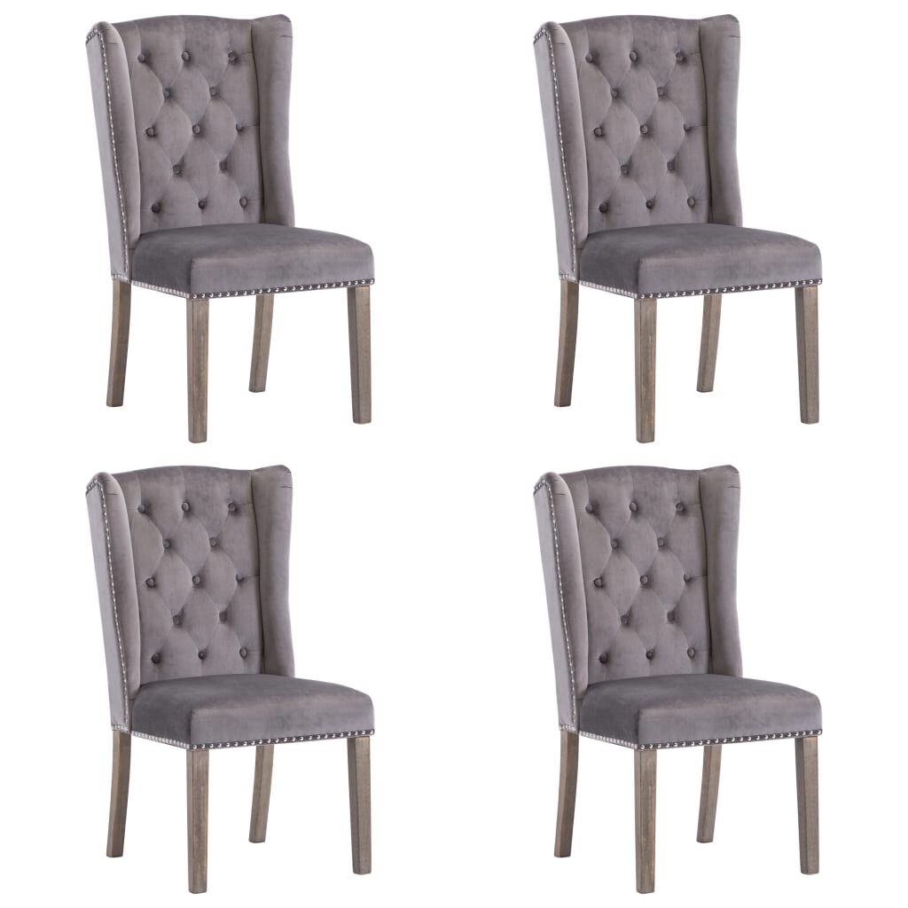 vidaXL Dining Chairs 4 pcs Grey Velvet
