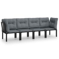 vidaXL 4 Piece Garden Lounge Set Black and Grey Poly Rattan,  vidaXL 4 Piece Garden Lounge Set Black and Grey Poly Rattan