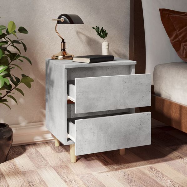 vidaXL Bed Cabinets & Solid Pinewood Legs 2 pcs Concrete Grey 40x35x50 cm
