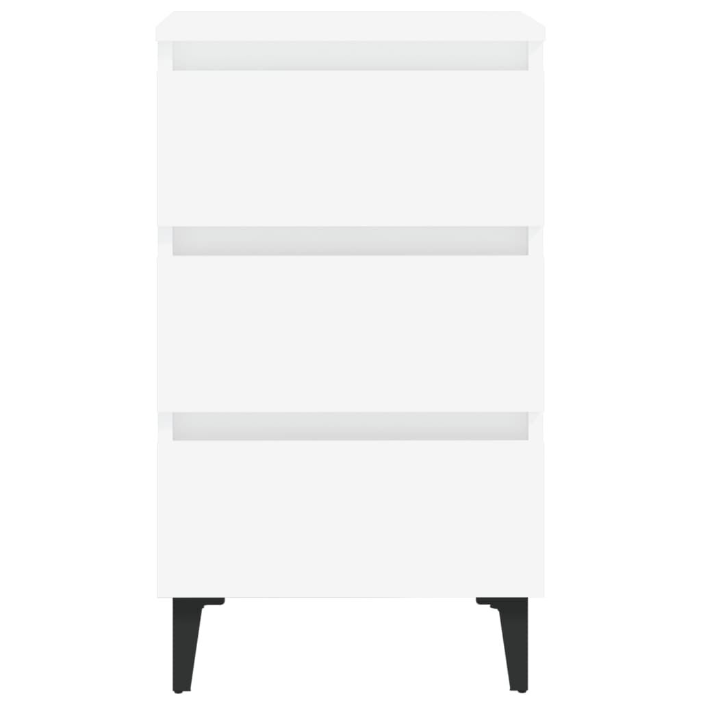 vidaXL Bed Cabinet with Metal Legs 2 pcs White 40x35x69 cm