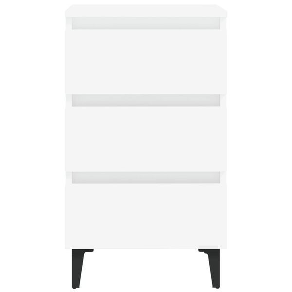 vidaXL Bed Cabinet with Metal Legs 2 pcs White 40x35x69 cm