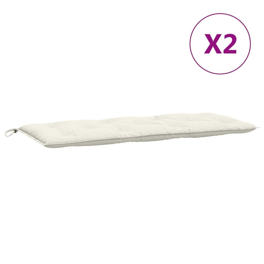 vidaXL Garden Bench Cushions 2 pcs Melange Cream 120x50x7 cm Fabric