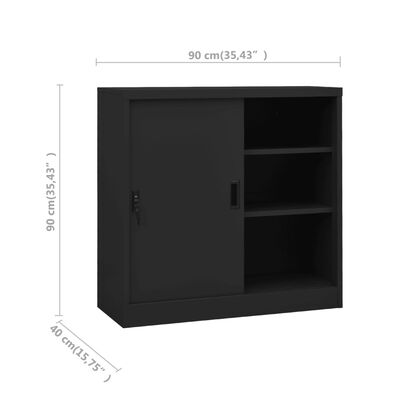 vidaXL Office Cabinet with Sliding Door Anthracite 90x40x90 cm Steel, anthracite vidaXL Office Cabinet with Sliding Door Anthracite 90x40x90 cm Steel