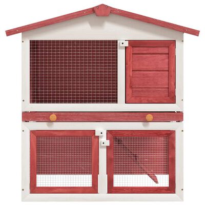 vidaXL Outdoor Rabbit Hutch 3 Doors Red Wood, red vidaXL Outdoor Rabbit Hutch 3 Doors Red Wood