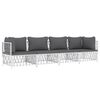 vidaXL 4 Piece Garden Lounge Set with Cushions White Steel