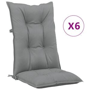 vidaXL Garden Highback Chair Cushions 6 pcs Grey 120x50x7 cm Fabric