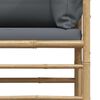 vidaXL Garden Corner Sofa with Dark Grey Cushions Bamboo